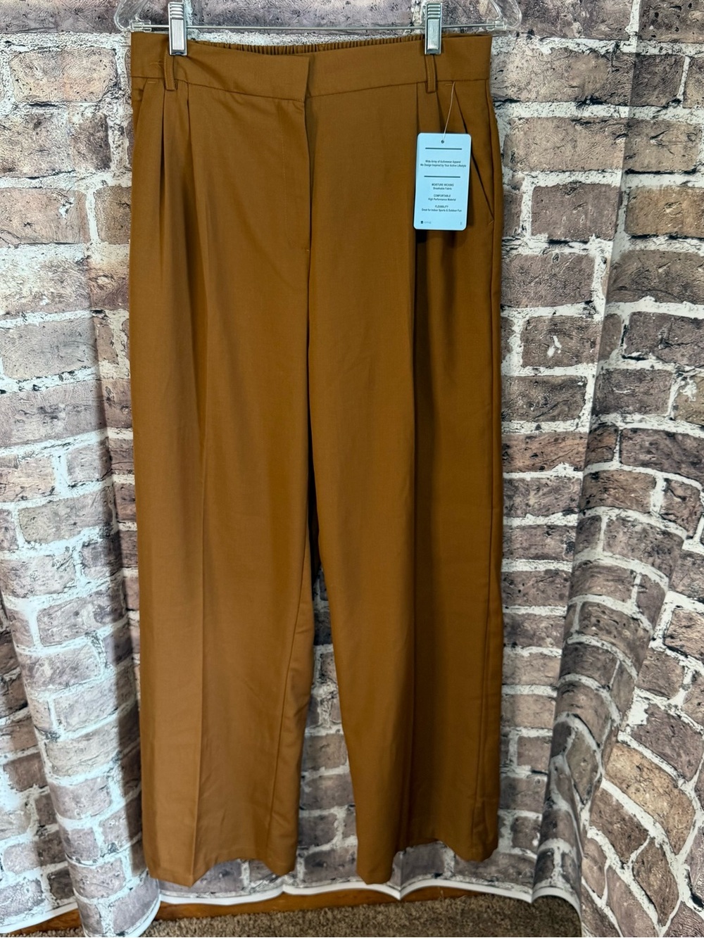 AFITNE Women’s Large Brown Wide Leg Dress Pants High Rise Pleated NWT 31” Inseam